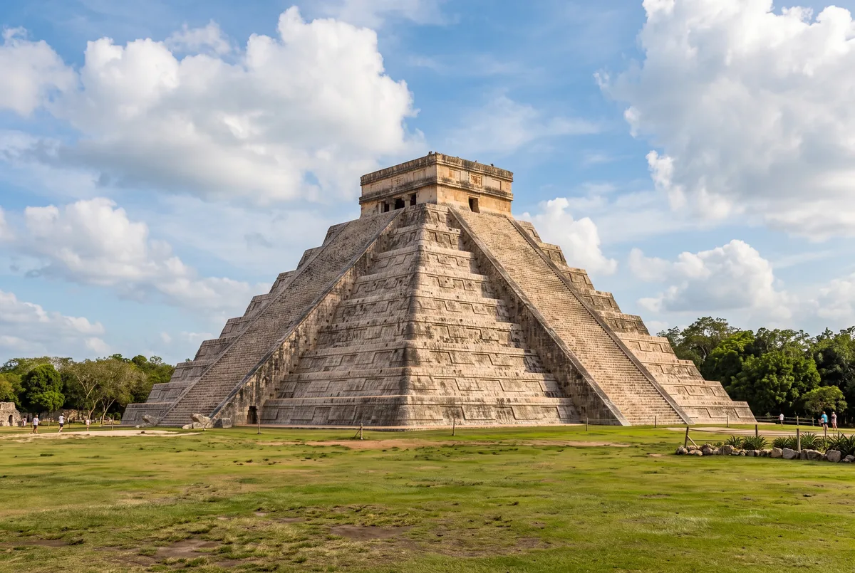 Pirámide maya en una zona arqueológica